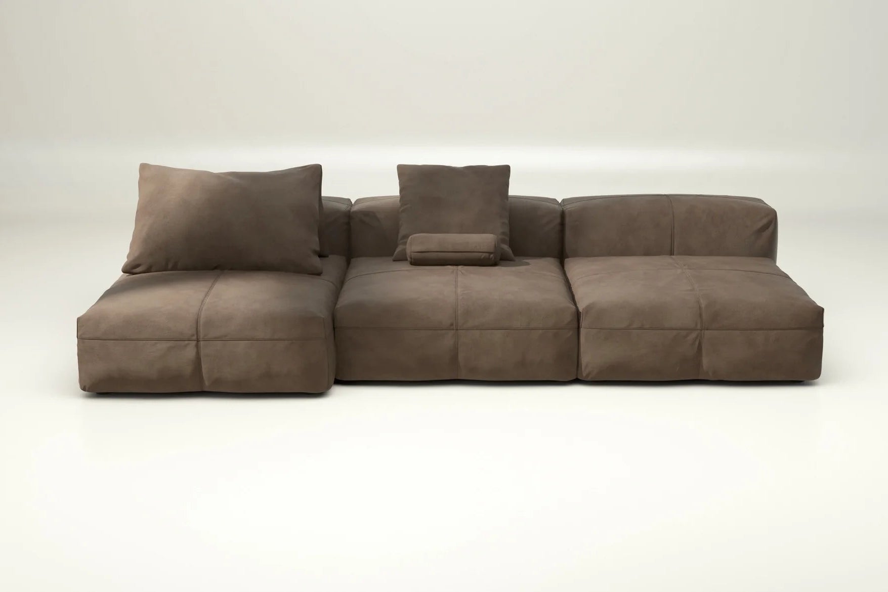 Sofa Set 04 in Leder Mocha – mit Kissen, elegantes Loungesofa mit edler Optik und wohnlichem Charakter