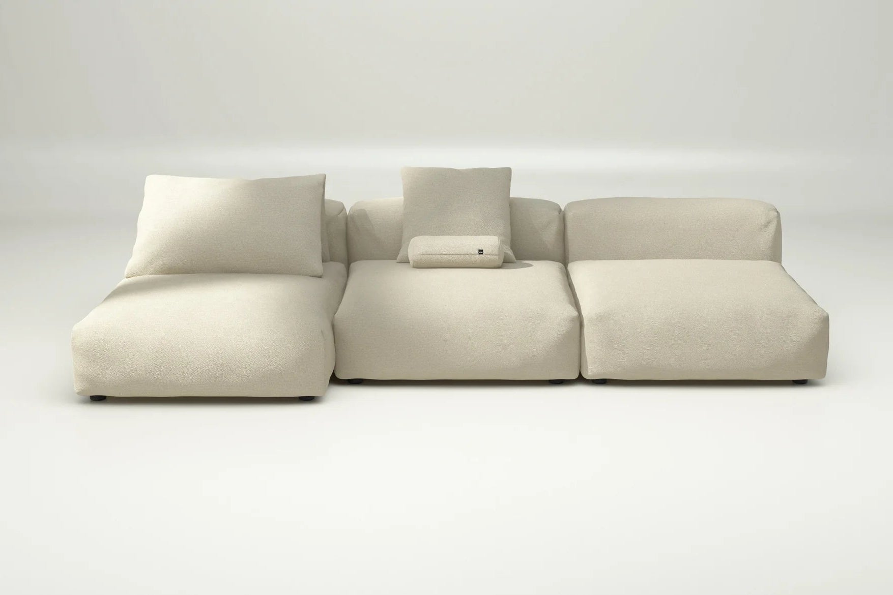 Sofa Set 04 in Loop Loop Duna – mit Kissen, helle Lounge-Atmosphäre mit natürlicher Textur