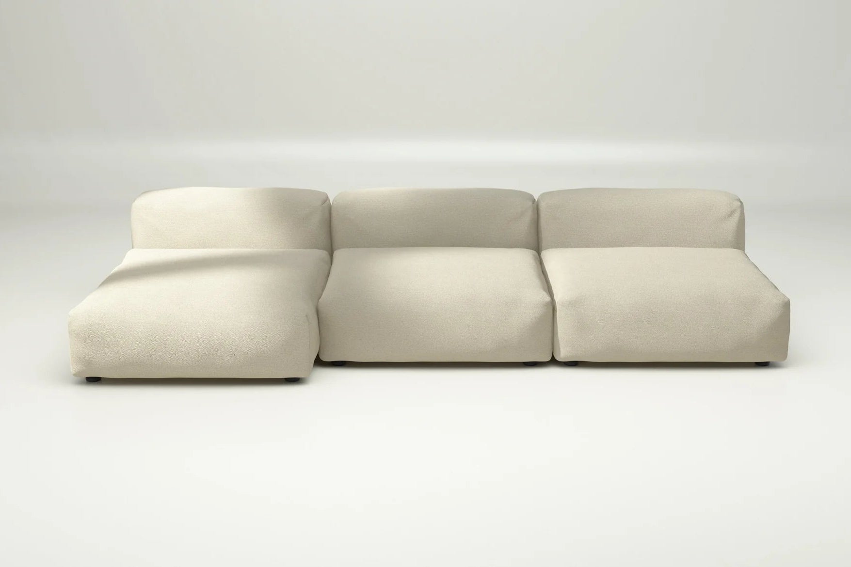 Vetsak Sofa 04 mit Loop Loop Duna – ohne Kissen, sandiger Farbton mit Strukturbezug für luftige Raumgestaltung