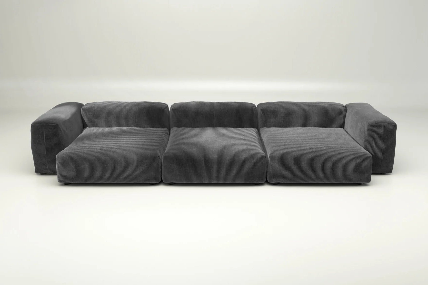 Vetsak Sofa Set 05 in Cord Velour Dark Grey – ohne Kissenset, urbaner Industrial-Look für moderne Wohnungen und klare Linien