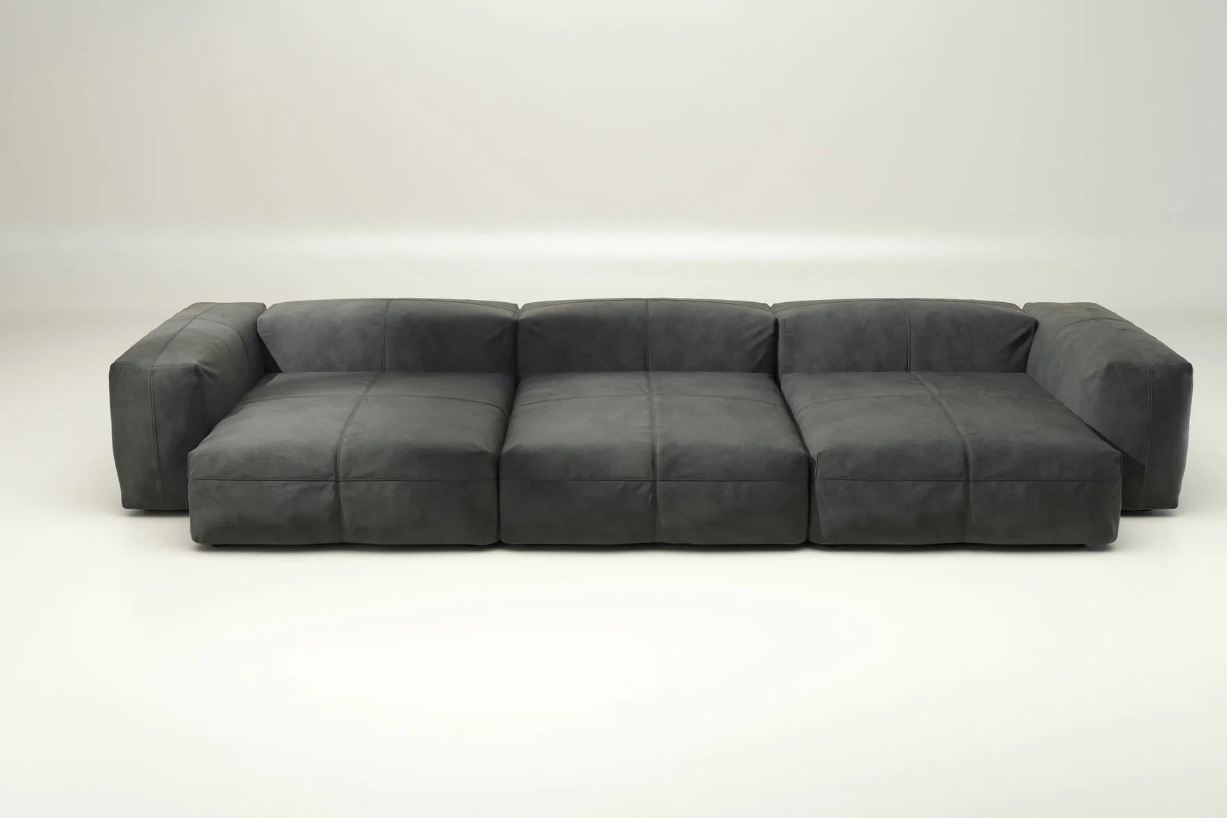 Vetsak Sofa Set 05 in Echtleder Dark Grey – ohne Kissen, urbaner Loft-Look mit hochwertiger Ledertextur