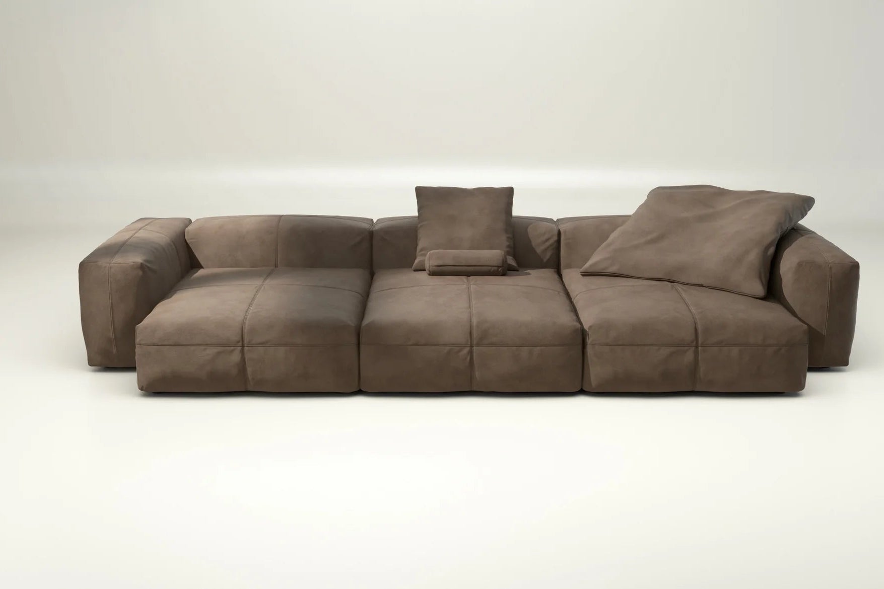 Vetsak Sofa 05 mit Lederbezug Mocha – mit Kissen, luxuriöser Lounge-Look in warmem Braun für moderne Wohnräume