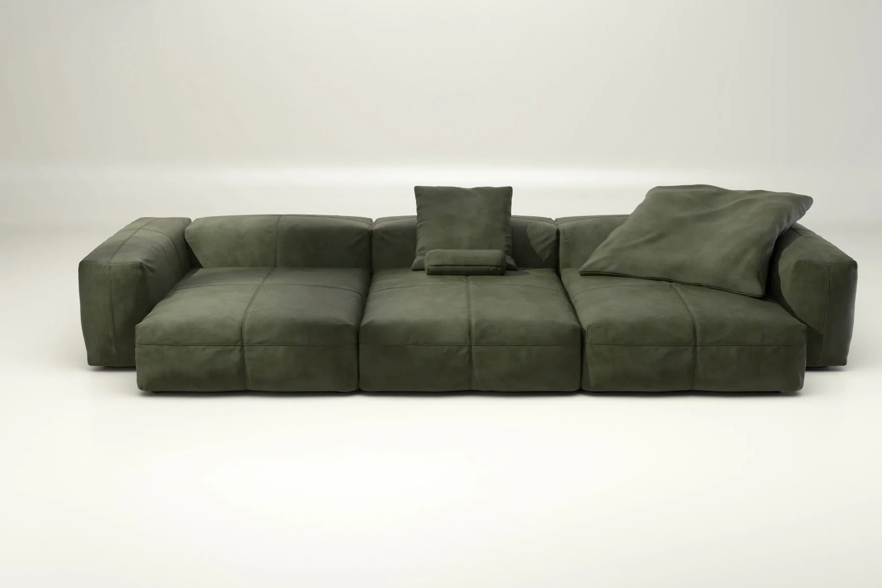 Vetsak Modulsofa mit Lederbezug Olive – mit Kissenset, moderne Natürlichkeit trifft auf edle Lederästhetik