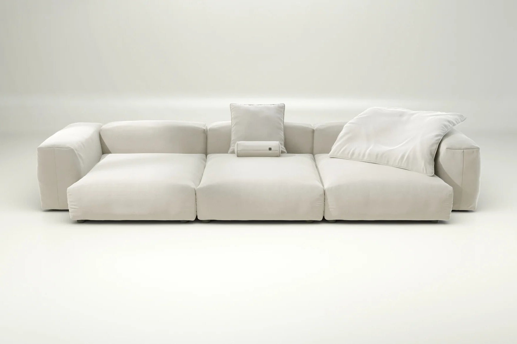 Vetsak Sofa 05 mit Suave Pearl – mit Kissen, stilvolle Weißlounge für helle, moderne Einrichtungen