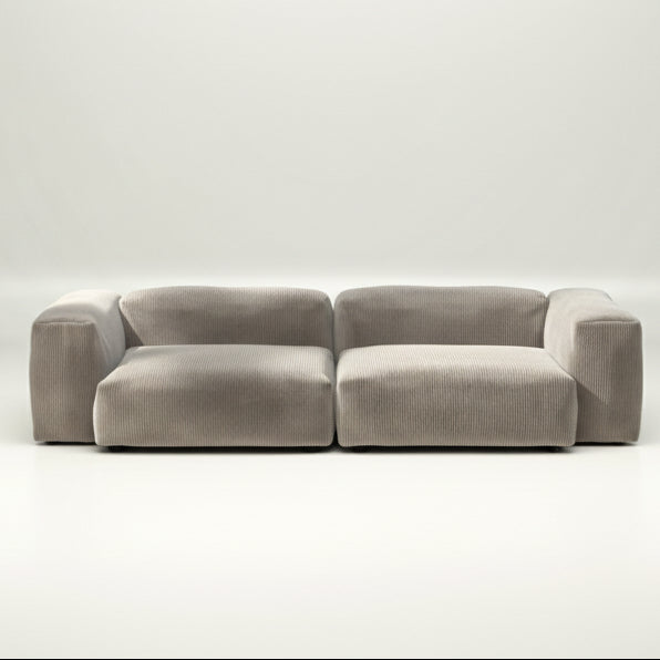 vetsak Sofa SET 02 in Größe L mit Bezug in Cord Velour Platinum – eleganter Komfort mit strukturierter Haptik