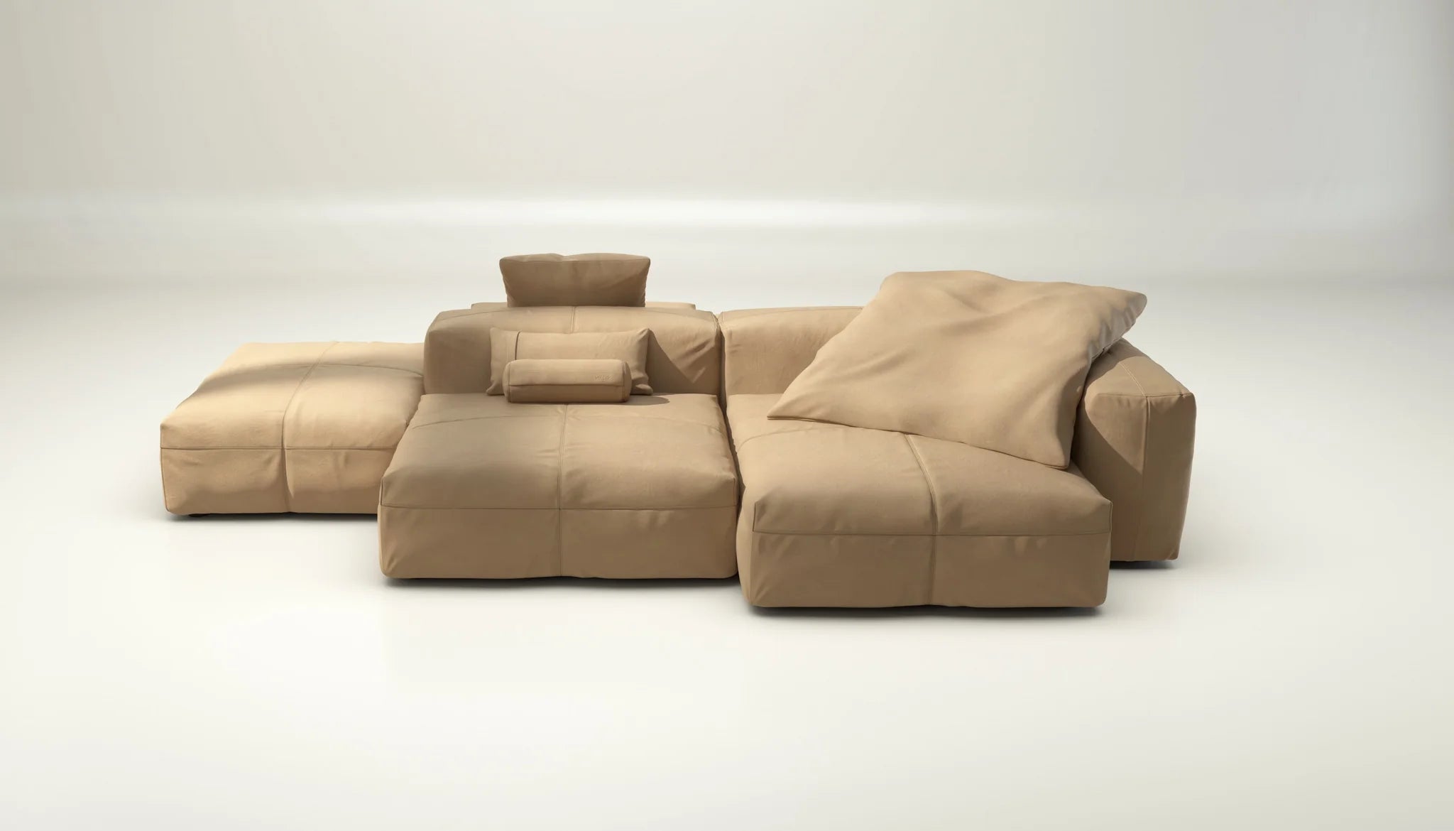 Vetsak Leder Sofa Set 09 Beige mit Kissen – edles Design und zeitlose Farbgebung