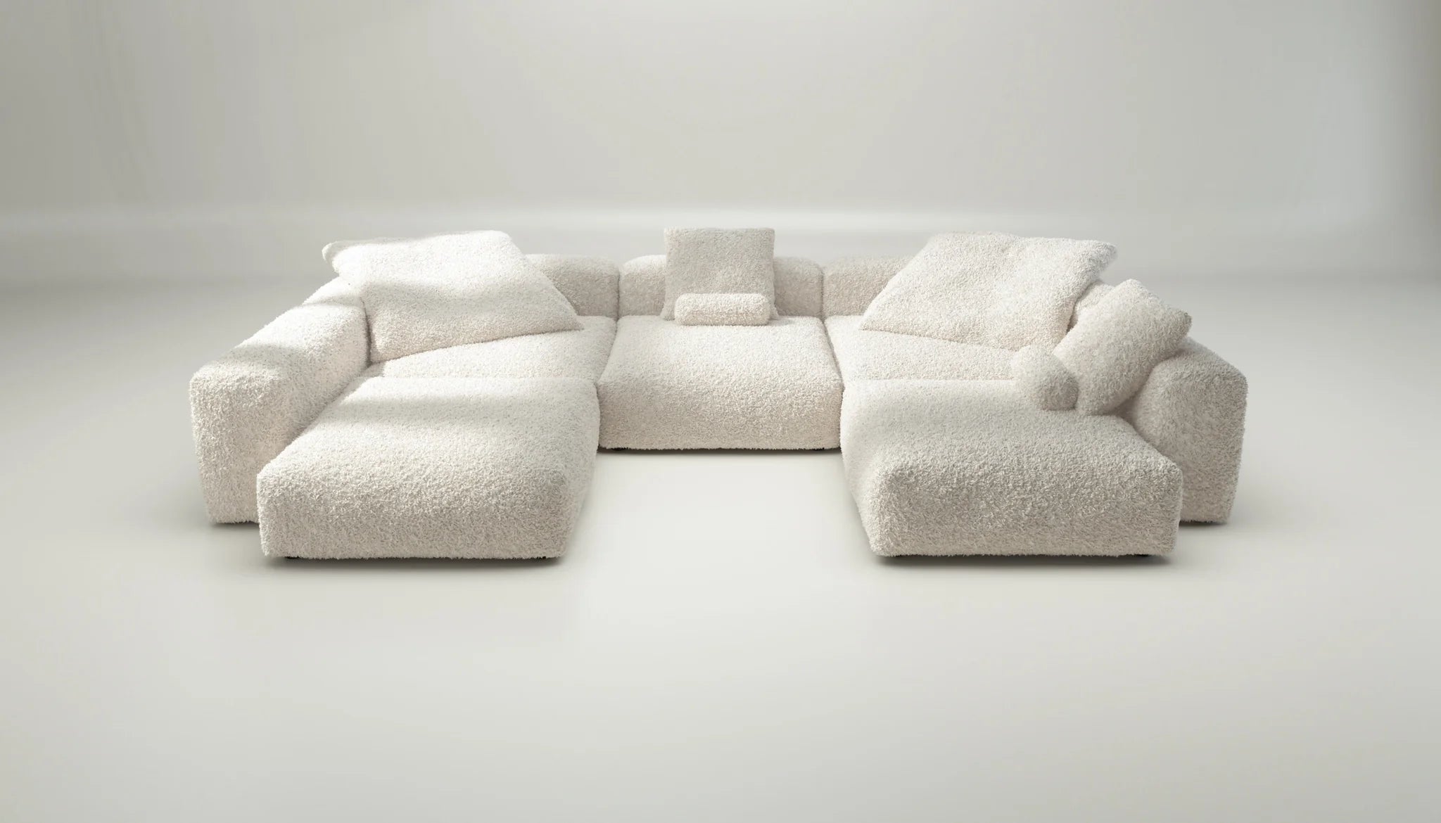 Sofa Set 06 von Vetsak mit Doodle-Bezug in Creme – mit Kissenset, modernes Relaxsofa in sanfter Farbgebung