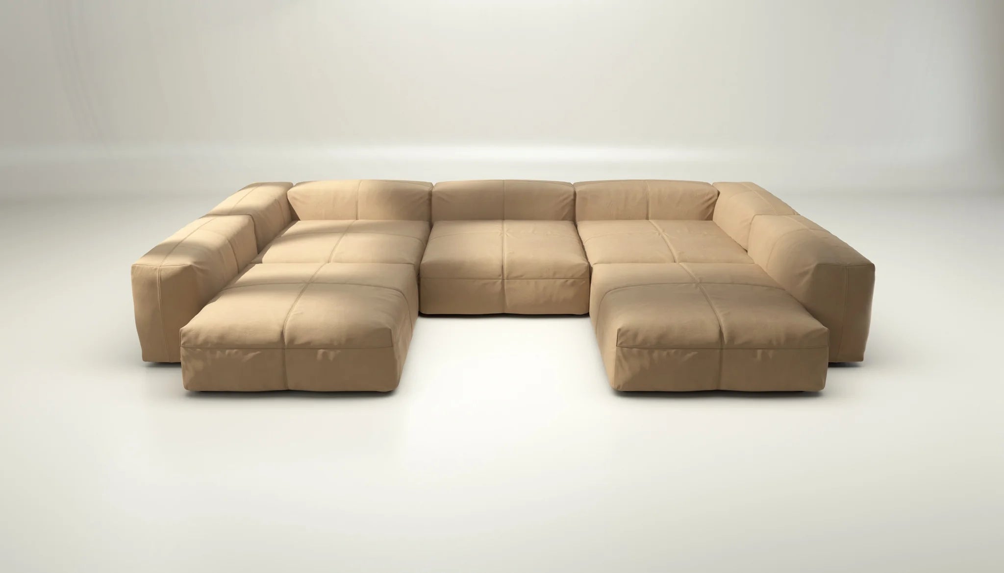 Zeitlose Klasse: Sofa Set 06 von Vetsak in Leder Beige – ohne Kissen