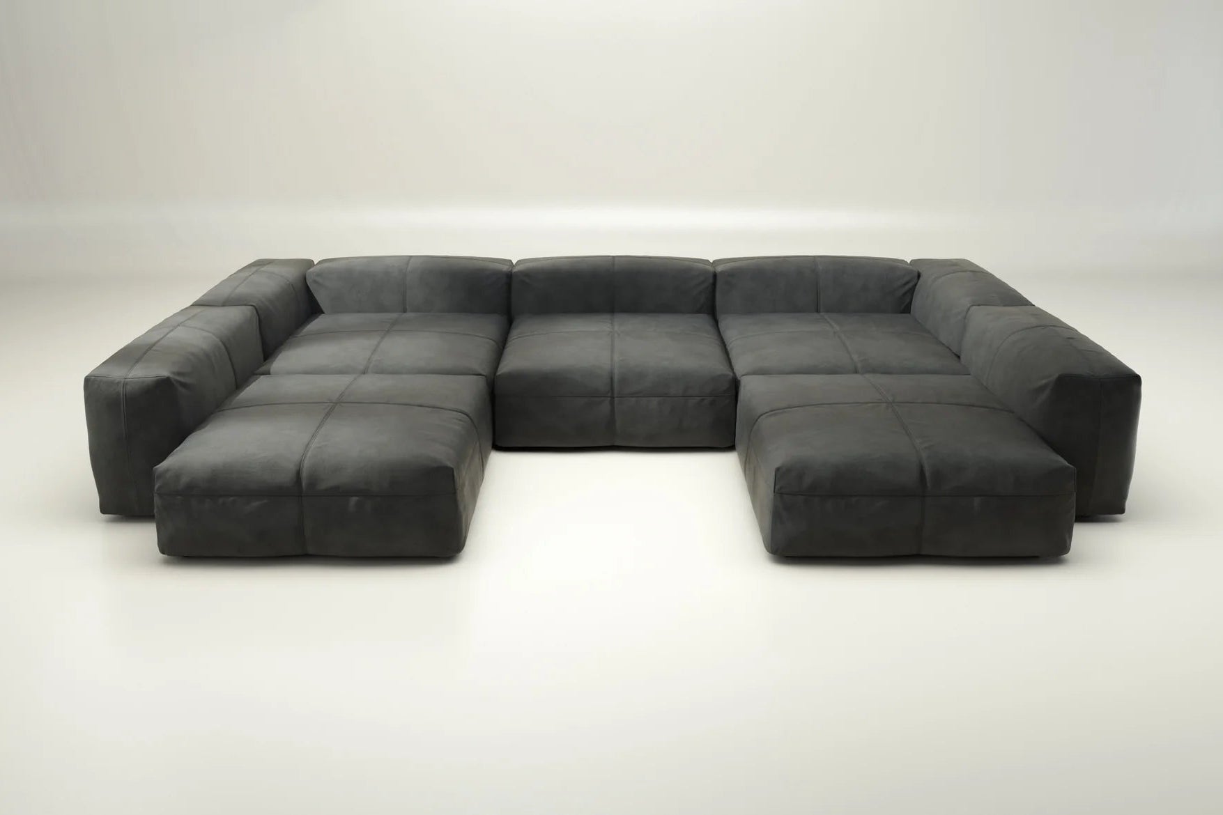 Vetsak Sofa 06 mit Echtleder Dark Grey – ohne Kissen, modernes Klassiker-Design für dezente Räume