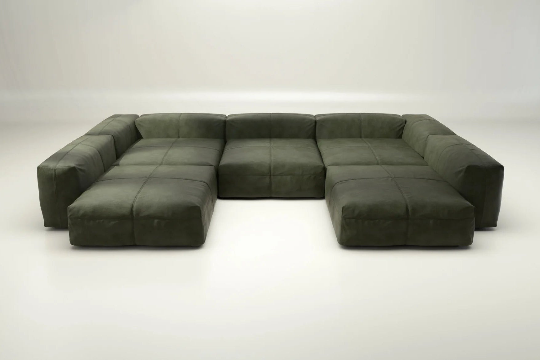 Natürlich schön: Vetsak Sofa 06 in Echtleder Olive – ohne Kissen für bewusste Raumgestaltung