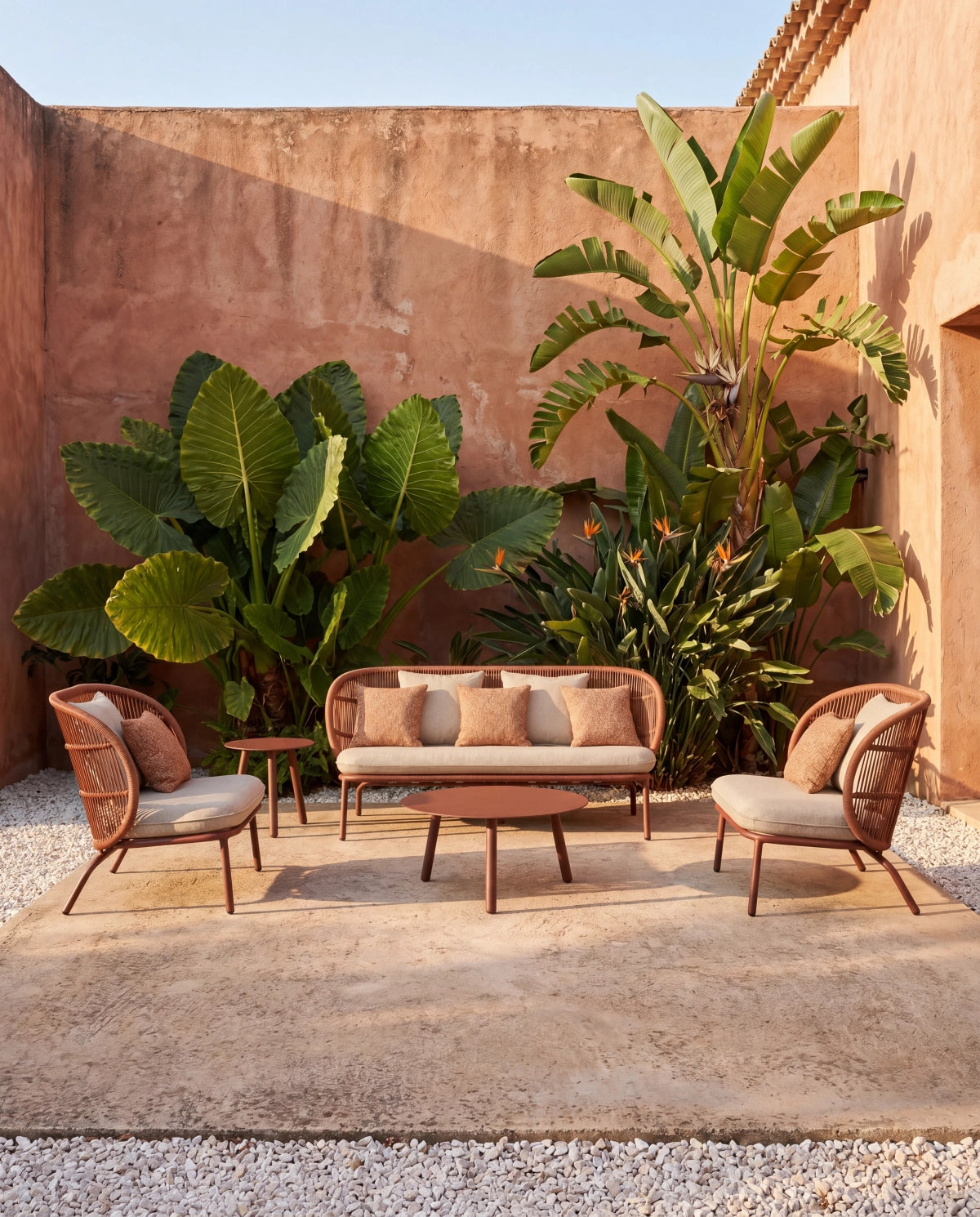 Vincent Sheppard KODO Garden Armchair with Cushion Set in the Outdoor Lounge Area