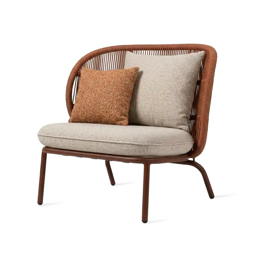 Vincent Sheppard KODO Garden Armchair in Rust with Polypropylene Rope and Cushions