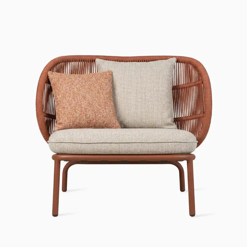 Vincent Sheppard KODO Garden Armchair in Rust with Seat and Decorative Pillows