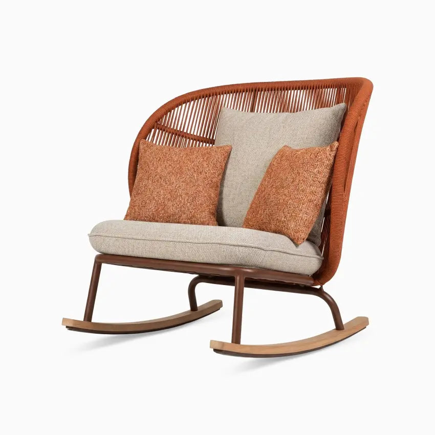 Vincent Sheppard KODO Rocking Chair in Rust with Polypropylene Rope and Aluminum Frame
