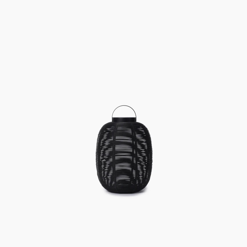 Lanterne Outdoor Vincent Sheppard TIKA, grande taille, avec corps tressé, couleur noire