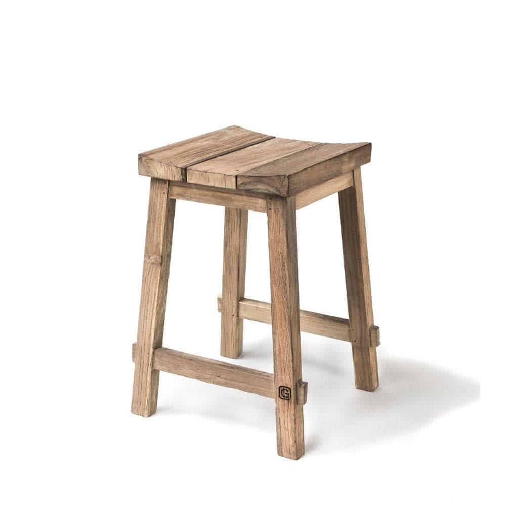 Barhocker ALEXI von Gommaire ohne Sitzkissen – puristisches Design aus recyceltem Teakholz, ideal für Outdoor-Bars, Terrassen und Kücheninseln