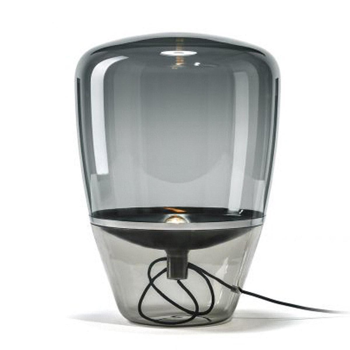 Tischlampe BALLOONS PC857 von Brokis mit transparentem Glas und Reflektor in Chrom Schwarz – minimalistisches Design mit schwebender Lichtwirkung