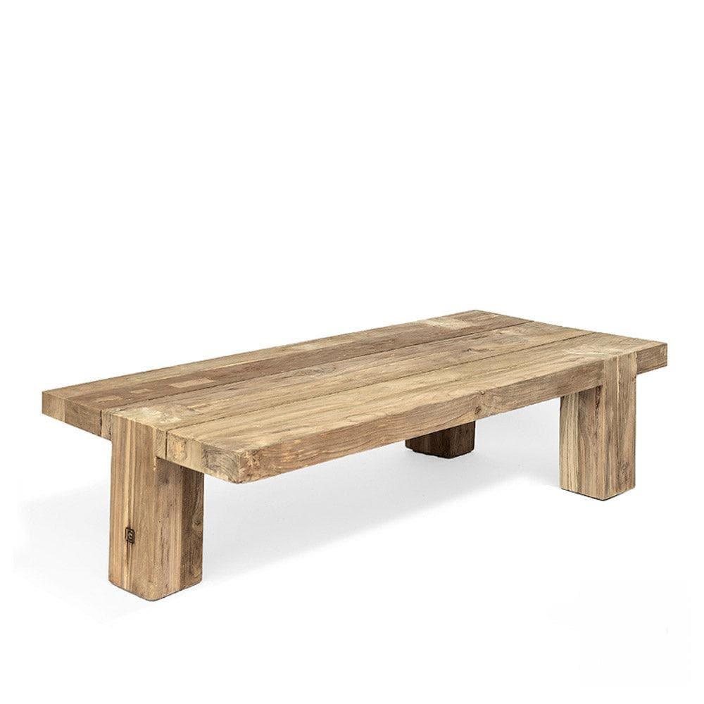 Couchtisch DOVETAIL von Gommaire – markanter Outdoor-Tisch aus recyceltem Teakholz mit charakteristischer Zinkenverbindung, robust und zeitlos im Design