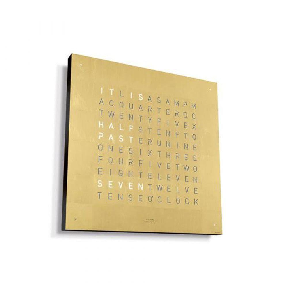 QLOCKTWO EARTH 45 Gold – side view with black body and genuine gold leaf front