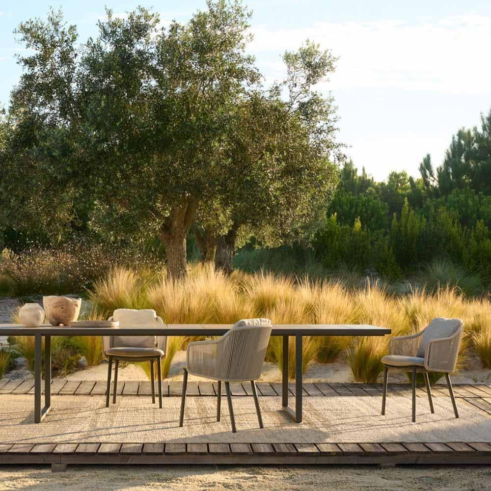 Tribù SENJA fauteuil avec coussins - teck wengé/lin - Original Homestorys
