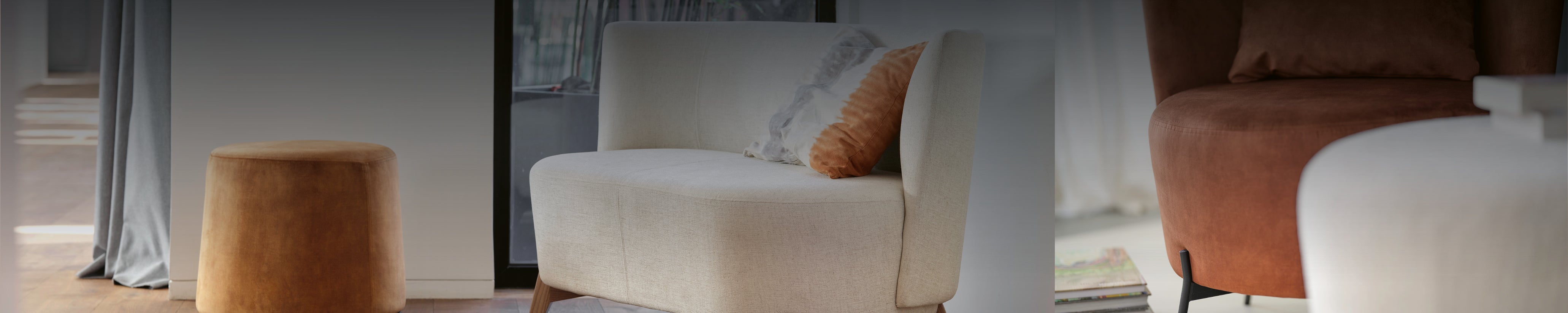 Stilvoller Bolero Sessel von Mobitec – gepolsterter Designstuhl mit Holzgestell in zeitgemäßem Interieur.