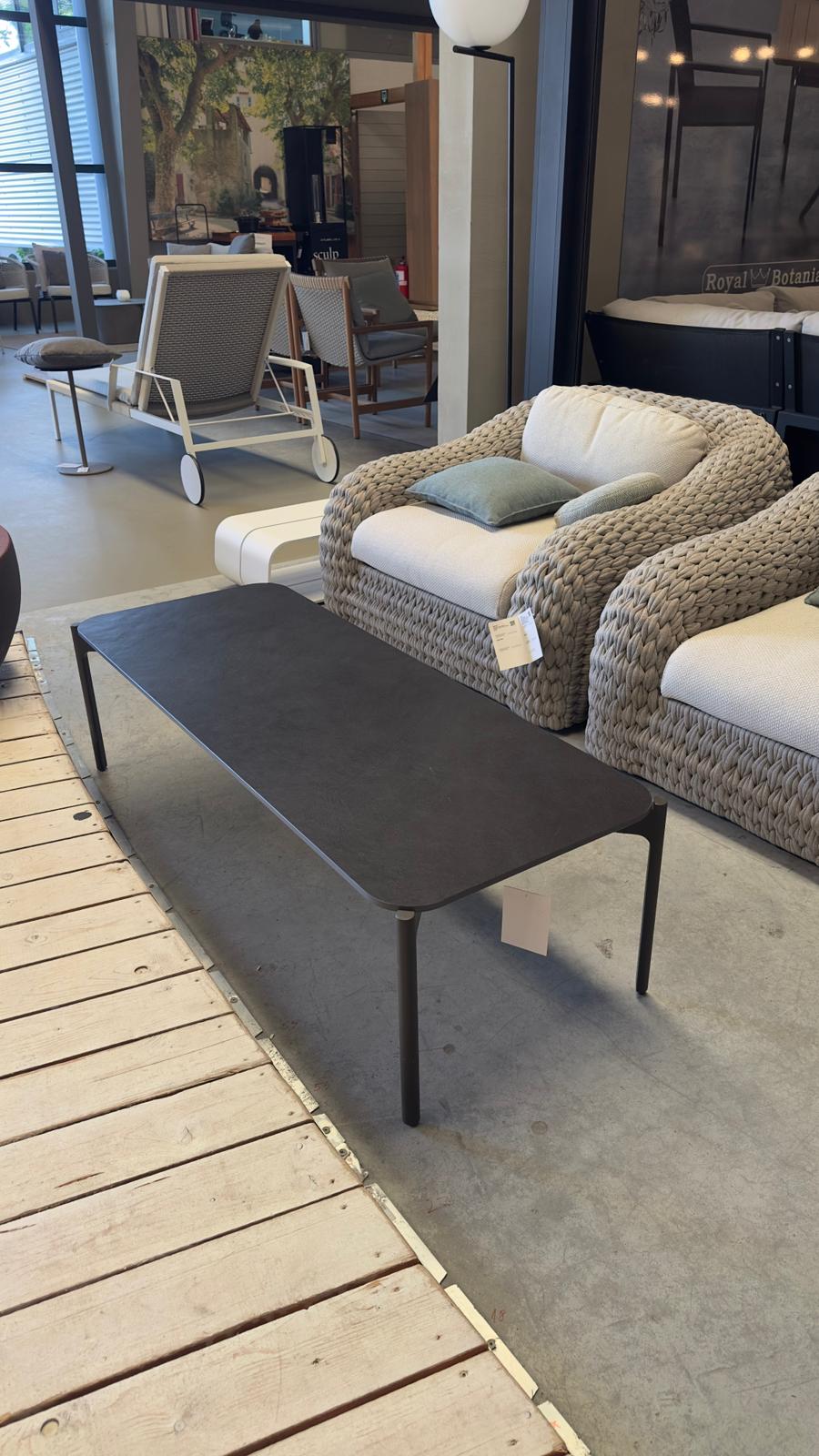 DEDON IZON Coffee Table with a Lave tabletop and a Black Pepper base