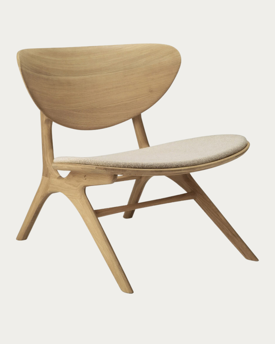 EYE Loungesessel von Ethnicraft mit einer Polsterung in Off White, Seitenasicht