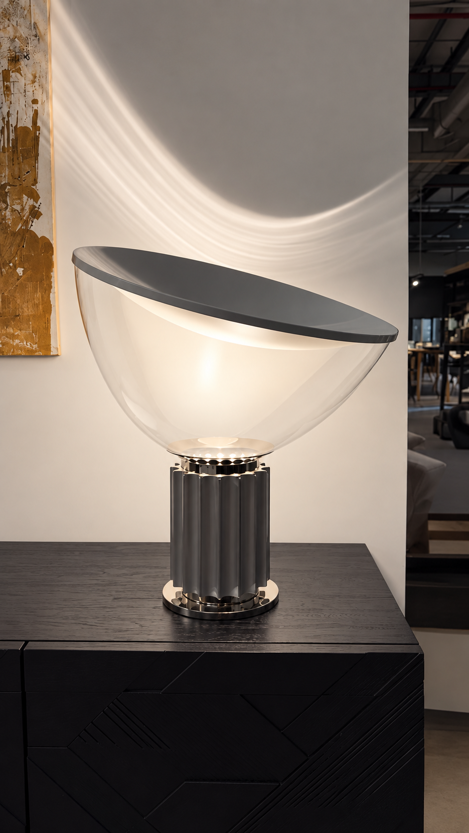 Lampe de table Flos TACCIA en aluminium argenté, modèle d'exposition