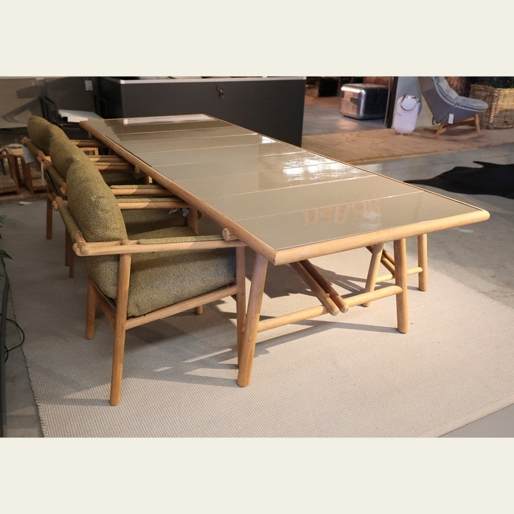 EXPO Cane-Line table, bench and chairs STICKS