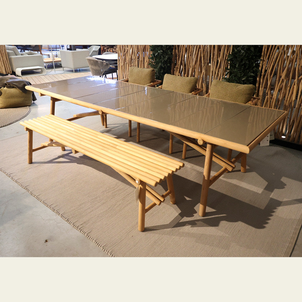 EXPO Cane-Line table, bench and chairs STICKS