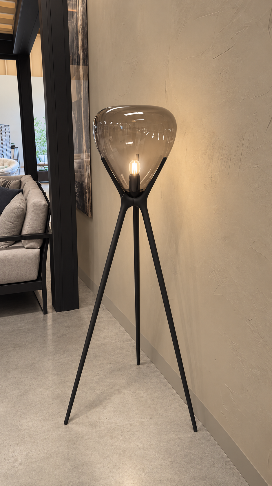 Royal Botania MEDUZ Lampe aus anthrazitfarbenem Aluminium mit Smoke Glass