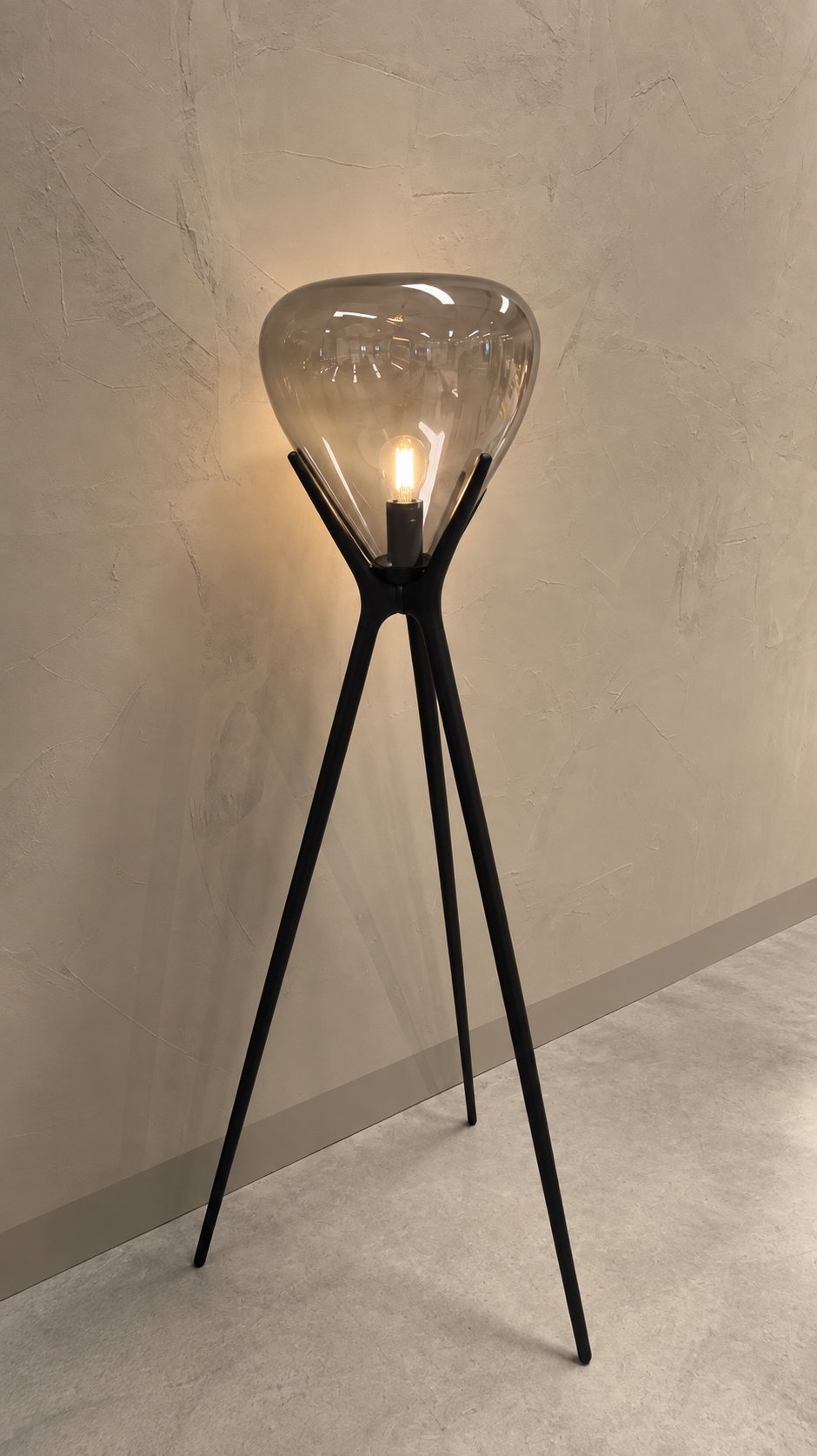 Royal Botania MEDUZ Lampe in Anthrazit und Smoke Glass als Ausstellungsstück im Showroom