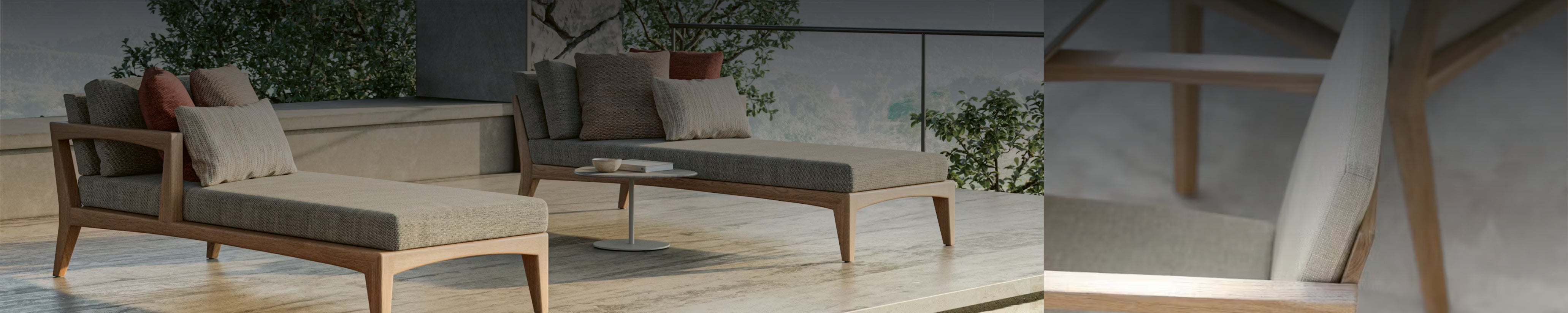 wei Zenhit Sonnenliegen auf Terrasse von Royal Botania – Outdoor-Möbel mit Stil.