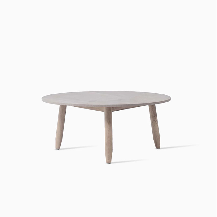incent Sheppard DAVID Couchtisch rund aus Aged Teak mit Keramikplatte in Flint