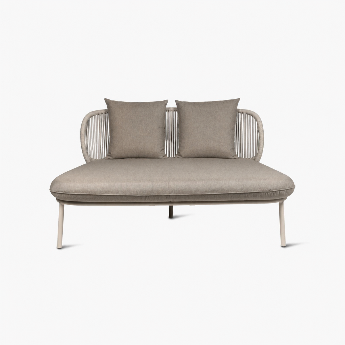 Vincent Sheppard KODO Sun Lounger in Dune White with Pillows in Grey Almond