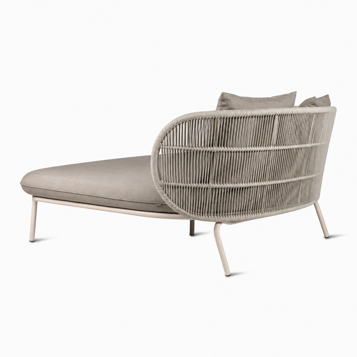 Chaise longue KODO de Vincent Sheppard, couleur Dune White, avec Coussins Grey Almond