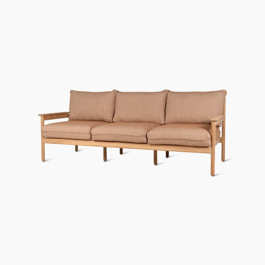 Vincent Sheppard ODA Gartensofa 3-Sitzer Detail aus Aged Teak und Polypropylenseil