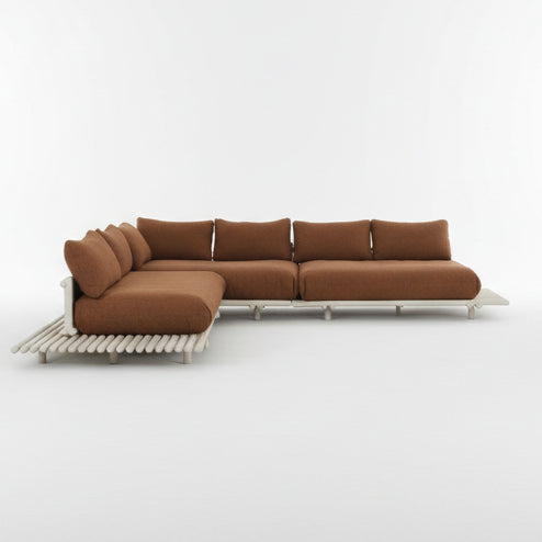 Cane-line STICKS L Sofa mit Aluminiumstruktur und Polstern in Umber Braun – geradlinige Formsprache und hoher Sitzkomfort
