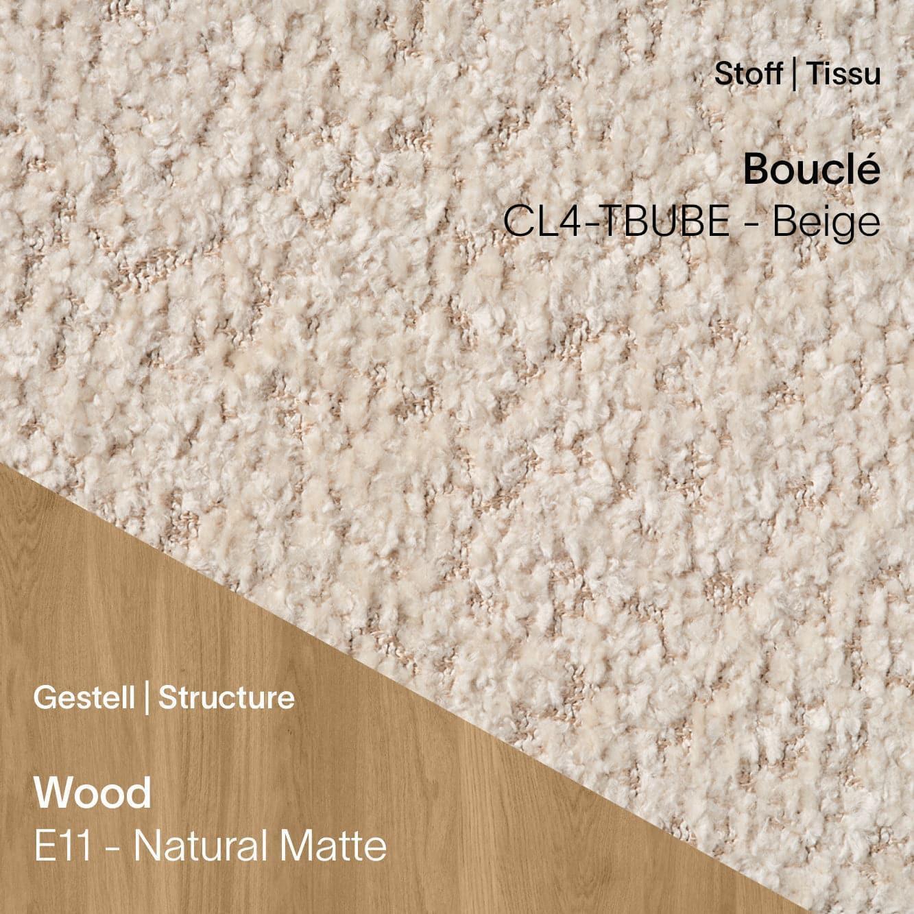Mobitec CUORI Stuhl mit weichem Bouclé CL4 Beige Bezug und Eiche Natural Beine (E11)