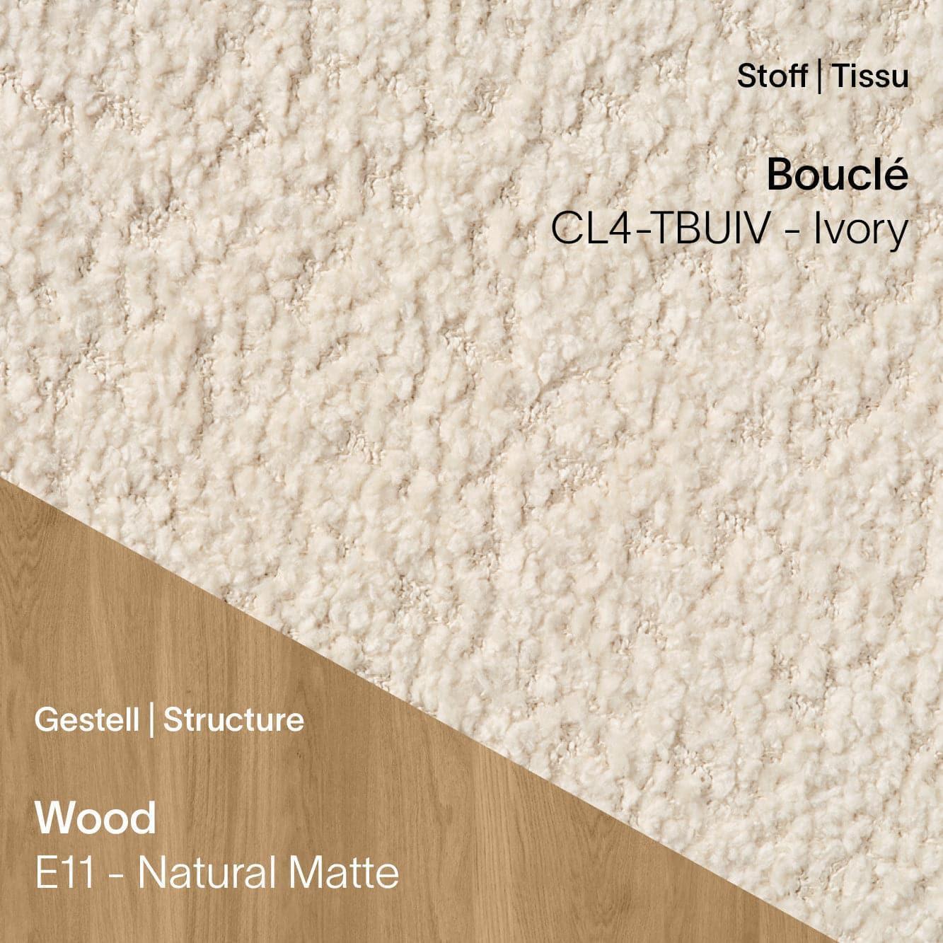 Mobitec CUORI Stuhl in Bouclé CL4 Ivory mit Eiche Natural Beine (E11)