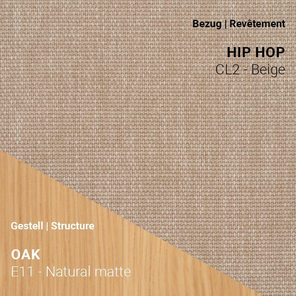 Mobitec CUORI Stuhl mit Stoff Hip Hop CL2 Beige und E11 Eiche Natural Matte