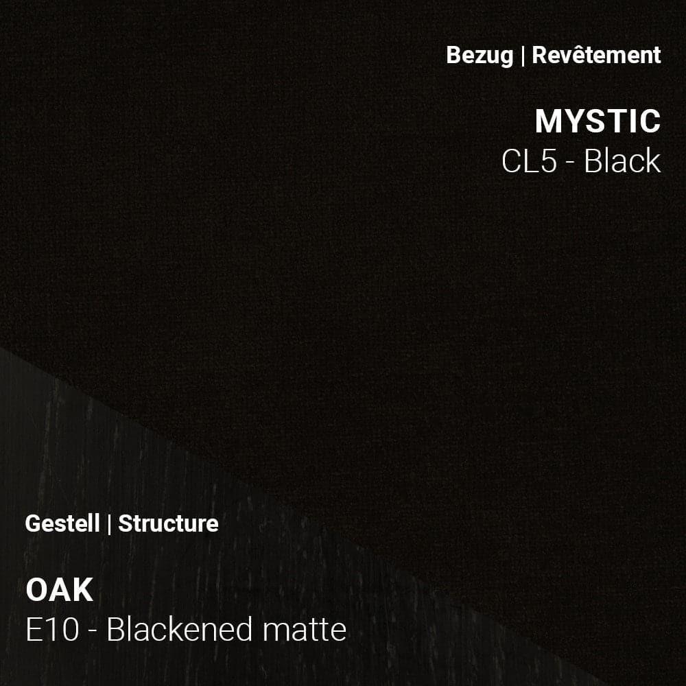 CUORI Stuhl mit samtigem Mystic CL5 Black Bezug und Eiche E10 Blackened Matte Beinen