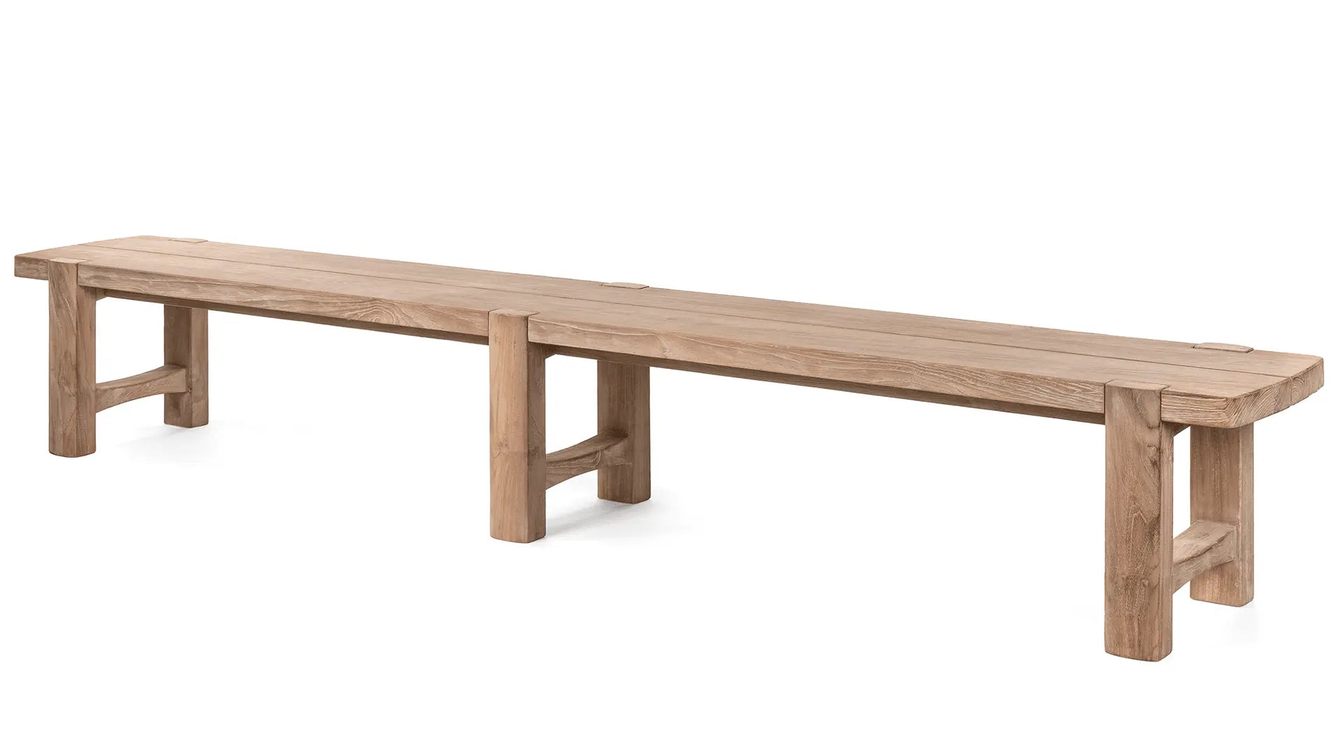 Gommaire Banc de jardin Jacoba en version extra-longue, 310 x 42 cm - fabriqué à la main en teck recyclé, idéal pour les espaces Outdoor généreux, hauteur 46 cm