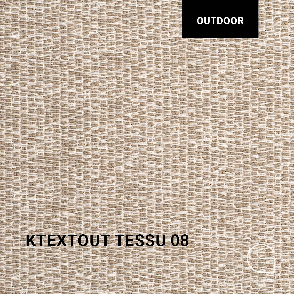 Gommaire MIEKE Gartenstuhl mit KTexout Tessu 08 – stilvoller Polsterstuhl mit natürlichem Farbton und feiner Haptik
