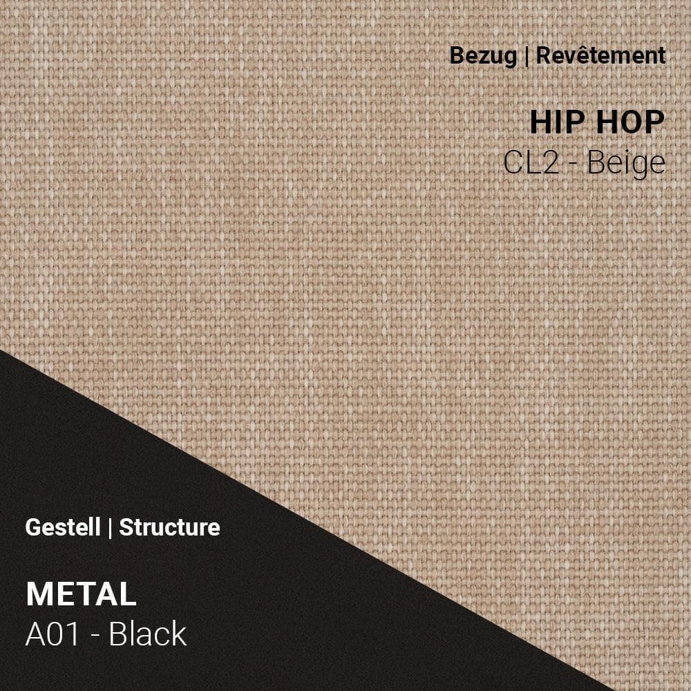 Stoff Hip Hop CL2 Beige kombiniert mit Metallgestell A01 in Schwarz