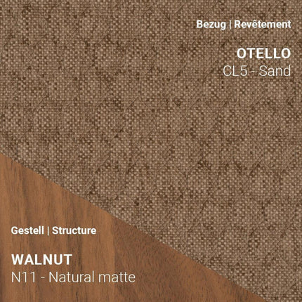 Mobitec KNUT C0110 in Otello Sand mit Nussbaum Natural – eleganter Esszimmerstuhl in natürlichem Tonspiel