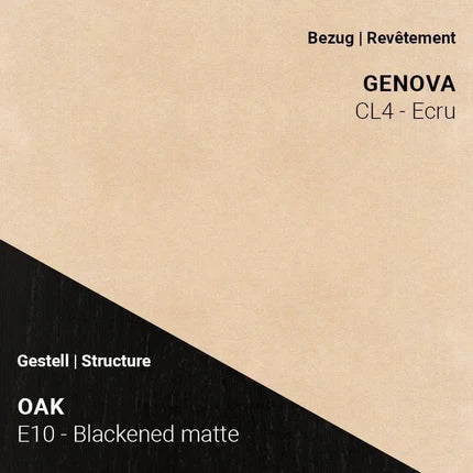 Mobitec Stuhl KNUT C0214 mit Stoff Genova CL4 Ecru und Gestell in Eiche Blackened Matte – dezentes Beige trifft dunkles Holz