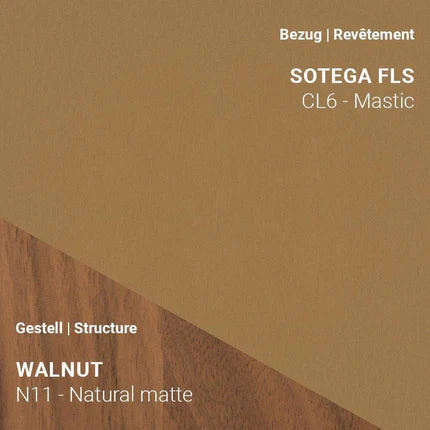 Stuhl KNUT C0214 mit Sotega FLS CL6 Mastic und Nussbaum Natural – stilvoller Kontrast mit warmer Ausstrahlung