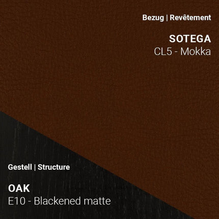 Mobitec Stuhl KNUT C0214 mit Stoff Sotega CL5 Mokka und Eiche Blackened Matte – dunkle Eleganz für modernes Interieur