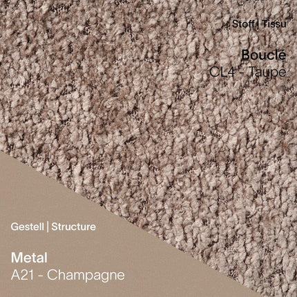 LOLA C3510 mit Bouclé Taupe und A21 Champagne – sanfter Naturton mit metallischem Akzent